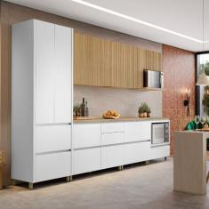 Imagem de Cozinha 7 Peças 9 Portas 8 Gavetas Ripado Nichos Forno E Micro Ondas R