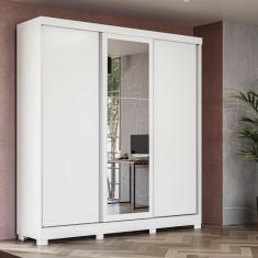 Imagem de Guarda-Roupa Casal Kappesberg 3 Portas Reversiveis de Correr 3 Espelhos 4 Nichos Branco