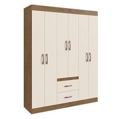 Imagem de Guarda-roupas 6 Portas 2 Gavetas Multimóveis Cr35111 Nogueira/off White