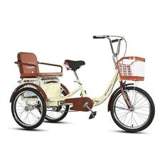 Imagem de Triciclo adulto ao ar livre 50.8 cm corrente dupla amortecedor garfo dianteiro adulto bicicleta com cesta de compras e assento traseiro 3 rodas bicicletas para idosos mulheres homens pedalando