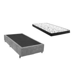 Imagem de Cama Box Solteirão Cinza + Colchão Espuma D20 96x203x12