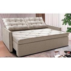 Imagem de Sofá Sem Caixa Retrátil e Reclinável 1,65m Cama Inbox Flat Linho Bege Claro