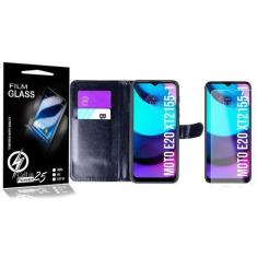 Imagem de Capa Case Flip Carteira + 2 Películas Vidro Moto E20 Xt2155 - Cell In