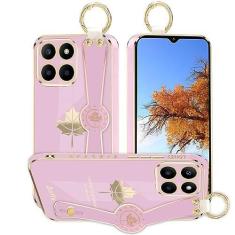 Imagem de Kainevy Capa de telefone para Honor X8 5G capa estética de silicone à prova de choque para mulheres capa protetora Honor X8 5G capa de telefone fina com anel de pulso Starp design de folha de bordo