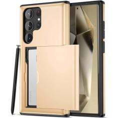 Imagem de Benbenjaytek Capa carteira para Samsung Galaxy S24 Ultra com suporte para cartão, capa fina de camada dupla protetora resistente à prova de choque com slot oculto para cartão para Samsung S24 Ultra 5G