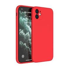 Imagem de Capa de telefone preta de silicone líquido para iPhone 13 12 11 14 Pro XS Max XR X 8 7 6S 6 Plus SE 2020 Capa traseira macia para proteção de câmera, vermelha, para iPhone 11 Pro