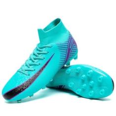 Imagem de changshen Chuteiras de futebol masculinas, pretas, brancas, azuis, tênis de treinamento, respirável, profissional, firme, esporte, sapatos, Azul gelo, 41