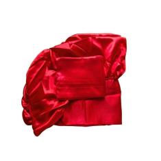 Imagem de Jogo De Cama Cetim Solteiro 2 Peças Lençol Elástico + Fronha Antifrizz 2 Abas Vermelho