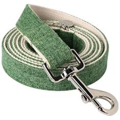 Imagem de DOGWONG Coleira de algodão para cães de cânhamo, coleira de cachorro verde resistente durável tecido natural macio coleira para cães de estimação bonito colar de casamento para cães pequenos, médios e grandes