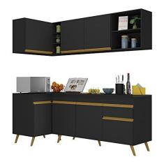 Imagem de Cozinha Compacta de Canto Veneza Gb Multimóveis Mp2058 com Armário e Balcão Preta