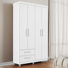 Imagem de Guarda Roupa Solteiro 4 Portas 2 Gavetas Califórnia Branco