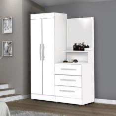 Imagem de Guarda Roupa Solteiro Quarto 2 Portas 3 Gavetas Onix Branco - Moveis P