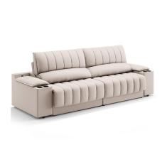 Imagem de Sofá 3 Lugares Retrátil e Reclinável Murano com Porta-Copos Velosuede Areia 230 cm