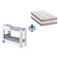 Imagem de Beliche Cimol Bia+2 Colchões Ortobom Physical Branco