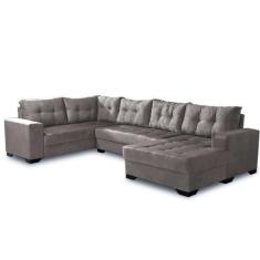 Imagem de Sofá de Canto 6 Lugares Dijon com Chaise Veludo Animale - Mobly