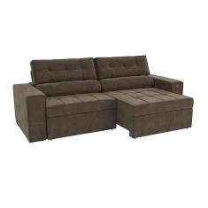 Imagem de sofá 4 lugares retrátil e reclinável lanus veludo marrom 250 cm