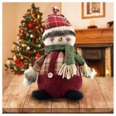 Imagem de Boneco Natal Decorativo Boneco De Neve Tecido Xadrez 22cm - Gici Chris