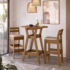 Imagem de Conjunto Mesa Bistro com 2 Banquetas Cedro Gold 51C