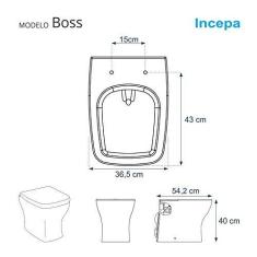 Imagem de Tampa De Vaso Sanitario Poliester Boss Noir  Fosco Para Vaso Incepa