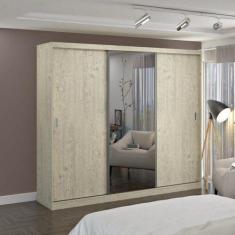 Imagem de Guarda-Roupa Casal 1 Espelho 3 Portas De Correr 2 Gavetas Mdfmm774e1 E