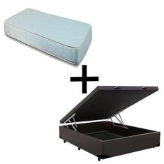 Imagem de Cama Box Baú Casal 138 - Tecido Sintético Marrom Com Colchão Munique B