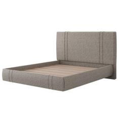 Imagem de Cama Casal Flutuante Com Cabeceira 140cm Lyra S05 Linho Marrom - Mpoze