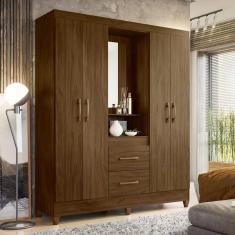 Imagem de Guarda Roupa Casal 4 Portas 2 Gavetas Nogueira Nogueira
