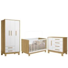 Imagem de Kit Guarda Roupa Com Cômoda Sapateira Infantil E Berço Mini Cama Encan