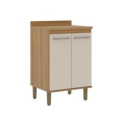 Imagem de Balcão de Cozinha 60 Cm 2 Portas 1 Prateleira Ipê/Cristalo - Decibal