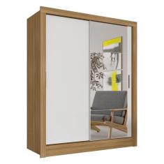 Imagem de Guarda Roupa Solteiro Com Espelho Nanda 2 Pts Boreal/branco - m. Arapongas