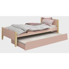 Imagem de Cama Babá Solteiro com Auxiliar Simba Rosa Fosco com Natural - Reller