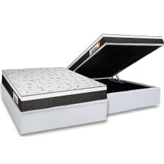 Imagem de Cama Box Baú Casal: Colchão Anatômico Plumatex Falcon Ultra Firme + Base Crc Courano White(138X188)