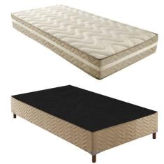 Imagem de Box Solteiro Júlia 42x88x188cm com Colchão Solteiro Quality Plus Duoface 20x88x188cm Rustico Bege