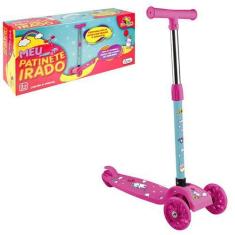 Imagem de Patinete Irado Infantil Unicórnio 40Kg Rosa 3 Rodas C/ Luzes - Art Bri