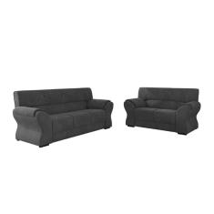 Imagem de Conjunto De Sofá 2 E 3 Lugares Holanda Cinza Suede Cinza