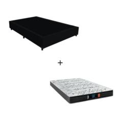 Imagem de Cama Box Casal - Tecido Sintético Preto com Colchão Extra Firme D28 - Suporta 80Kg