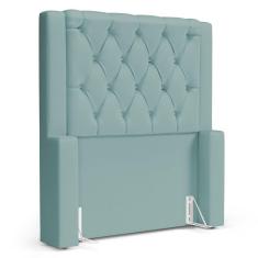 Imagem de Cabeceira Cama Box Solteiro Atena 110cm Capitonê com Frame Veludo Acqua - Desk Design