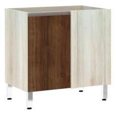 Imagem de Balcão Sem Tampo Canto Reto Luciane 80cm Luci Legno Crema Com