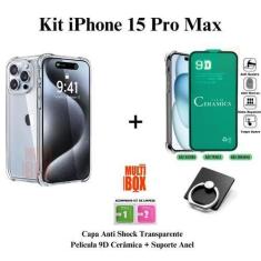 Imagem de Kit Capinha Anti Impactos + Película Frontal de Cerâmica 9D + Suporte 