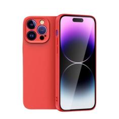 Imagem de Capa macia de silicone líquido de luxo para iPhone 14 Plus 13 12 11 Pro Max Proteção de câmera à prova de choque de cor sólida capa de TPU, vermelha, para iPhone 11