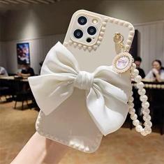 Imagem de Capa de telefone para iphone 13 capa de pulseira de pérola arco para iphone 12 11 13 pro max mini x xr xs max 6 s 7 8 plus capa de telefone macia, th25x1, damasco, para iphone xr