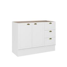 Imagem de Balcão Gabinete De Pia MDF Milla 2 Portas 3 Gavetas Branco 120cm Carra