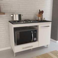 Imagem de Balcão para Cooktop 1 Porta 1 Gaveta 105cm Dubai Indekes Branco
