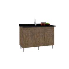 Imagem de Balcão Armário Para Pia De Cozinha 1.20M Ca 3 Portas Cor Canela - Sm