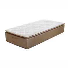Imagem de Colchão Solteiro Brilhante 88x188x34 Mola Ensacada Pillow Top Caramelo com Branco Prorelax