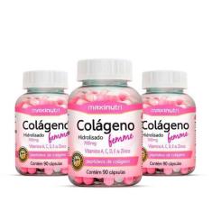Imagem de Kit 3 Colágeno para Pele Femme + Vitaminas 90 Caps Maxinutri