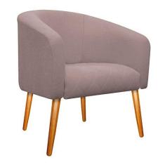 Imagem de Poltrona Luiza Pés Palito Mel Linho Rosê - ADJ Decor