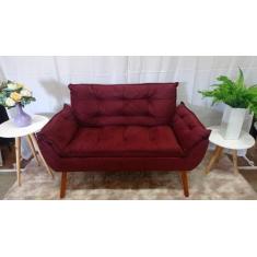 Imagem de Namoradeira Opala Com Fibra Siliconada Suede Bordô-Casa Da Poltrona