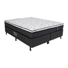 Imagem de Cama Box Queen Size Castor New Alfa One em tecido Poliéster Cinza + Colchão com Molejo Tecnopedic, Euro Pillow em Malha 24x158x198cm
