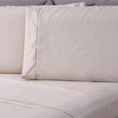 Imagem de Jogo De Cama Liso Bege Solteiro 03 Pçs Micropercal 180 Fios